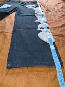 &#39;BLACKAIR&#39; Y2K Skull Patch Denim