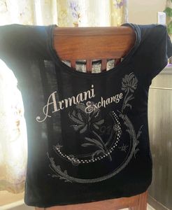Chic Black Armani Exchange Graphic Tee