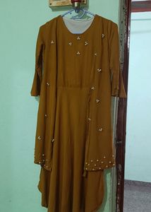 Mustard Colour One Piece/ Round Top