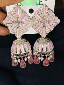 Pink Jhumka Earrings