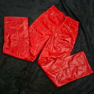 Red Faux Leather Pants|goth