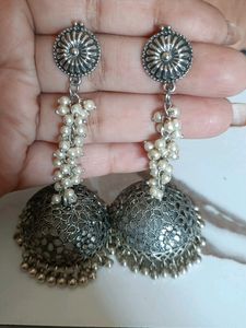 Dangling Silver Jhumka