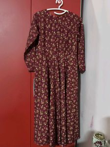 Floral Print Maroon Gown