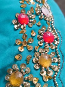 Teal Embellished Saree