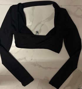 Black Embellished Crop Top