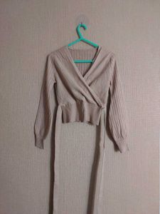 Ribbed Wrap Crop Top