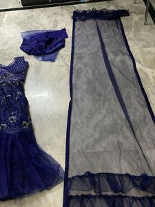 Elegant Blue Embroidered Gown