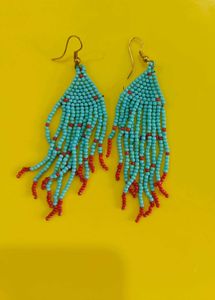 Turquoise Beaded Danglers
