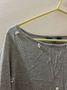 Gray Embellished Top