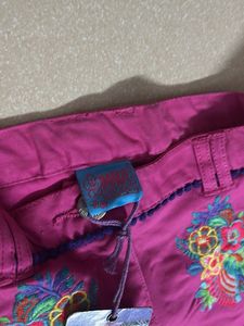 Bright Pink Embroidered Pants