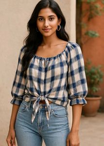 Plaid Off-Shoulder Top