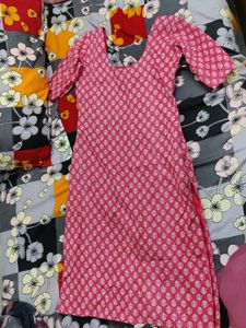 Square Neck Pink Ethnic Kurti