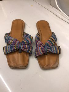 Boho Striped Bow Sandals