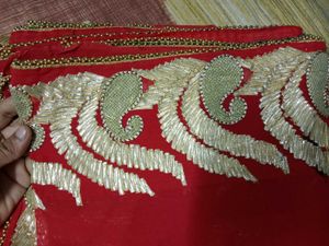 Red Saree with Gold Embroidery