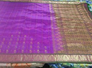 Purple and green kanchipuram Silk Saree