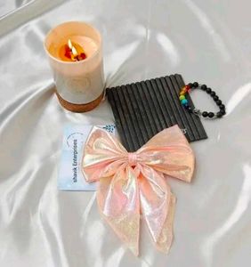 Korean Shiny Bow Hair Clips Pack 4 Multicolour