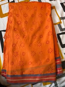 Elegant Orange Saree without blouse