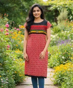 Bright Red Straight Kurta Casual Wear