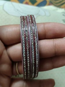 Sparkly Red & Silver Bangles