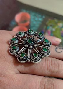 Silver Tone Floral Ring
