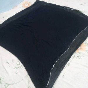 Rayon Black Dupatta With Silver Gotta.
