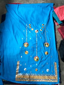 Blue Embroidered Dress Material