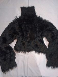 fur black crop Jacket