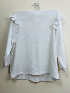 White Ruffle Trim Top