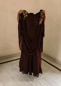 Floor Touch Drape Gown