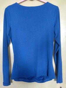 Blue Embellished Long Sleeve Top