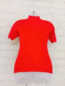 ZR Red Short Sleeve Turtleneck Top
