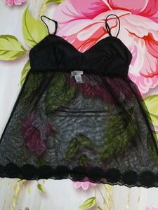 (411)Black Babydoll Lingerie Top