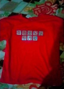 Red Embellished T-Shirt