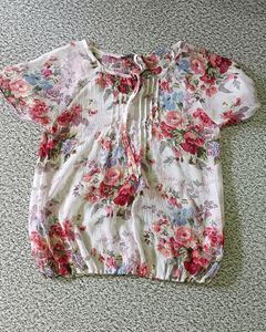 White Floral Printed Top