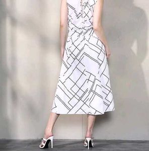 Geometric Print Halter Midi Dress