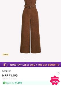 Corduroy Jumpsuit with Belt