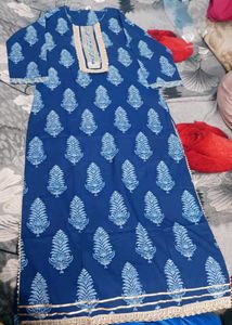 Elegant Blue Printed Kurta Set