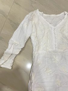 White Chikankari Long Kurta