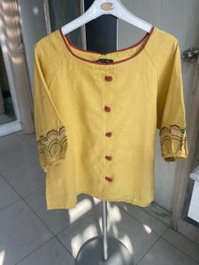 Yellow Embroidered Sleeve Top