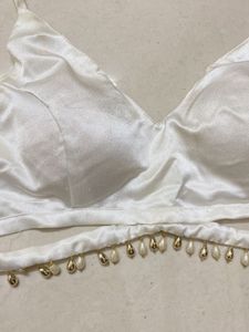 🤍 ✨ White Beaded Blouse