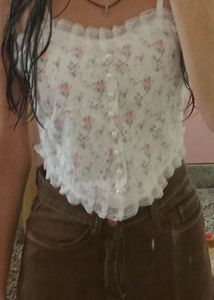 Padded Floral White Corset Top