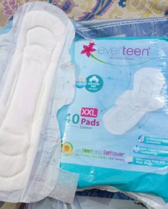 &#34;Everteen XXL Soft Neem Safflower Sanitary Pads Combo with Free Menstrual Pain Relief Roll-On - Period Protection and Comfort&#34;