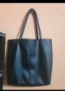 Aesthetic Leather Tote Bag Black