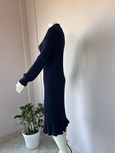 Navy Blue Ribbed Premium Dress