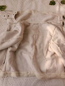 Cream Faux Shearling Biker Jacket