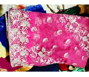 Elegant Pink Embroidered sar