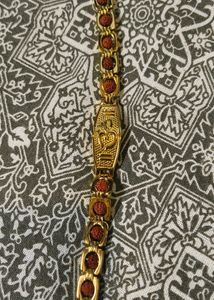 Nikza Gold Plated Om Grid Rudraksha Bracelet