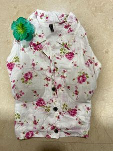 Floral Print Button-Down Shirt/Top
