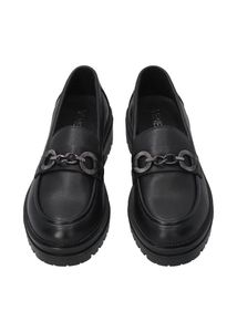 Combo White &amp; Black Leather Loafers