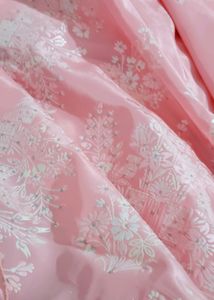 Peachy Pink Silk Blend Saree with Blouse.